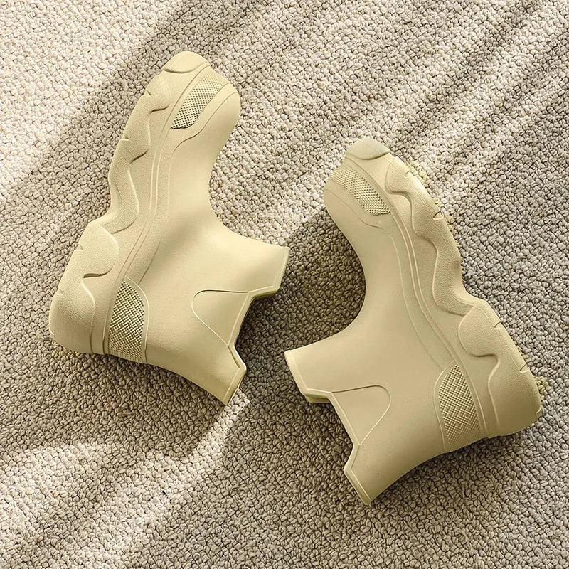 Gummistiefel Damen kurz – Sohlenprofil von unten in Creme