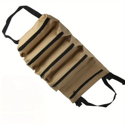 Werkzeugtasche Roll-Up Khaki auf weißem Hintergrund
