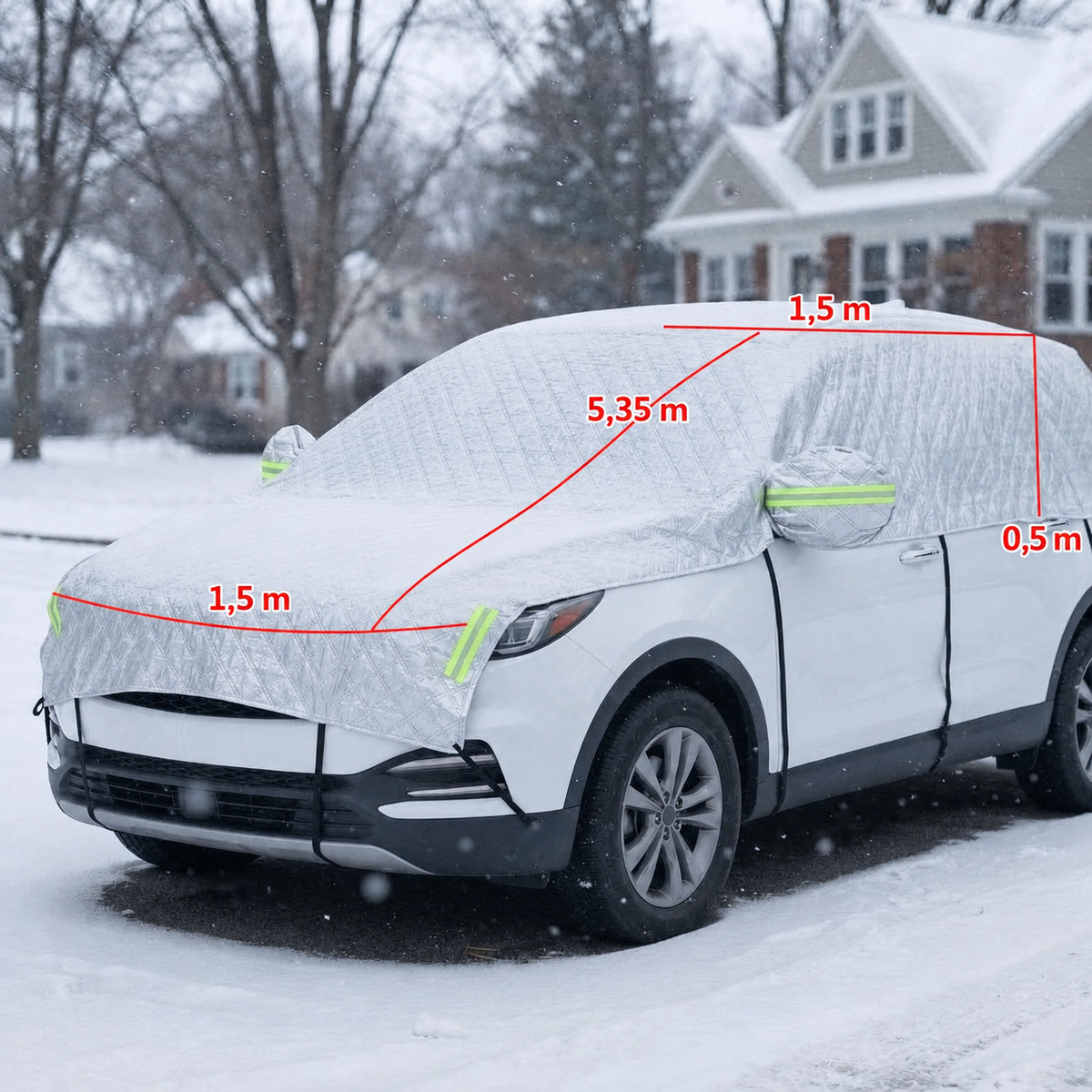Autoabdeckung SUV Maße: 5,35 m Länge, 1,5 m Breite, 0,5 m Seitenteile