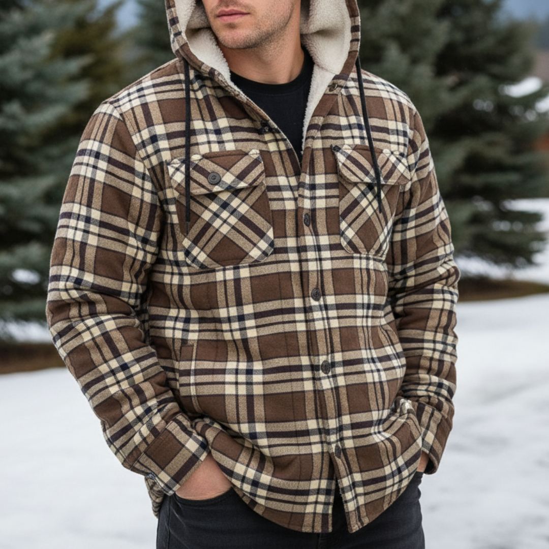 Hemdjacke Herren gefüttert - Sherpa-Futter - Kapuze