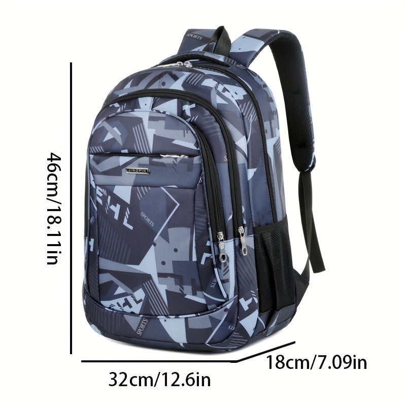 Schulrucksack für Laptop 17" - geometrisches Muster - 3 Fächer