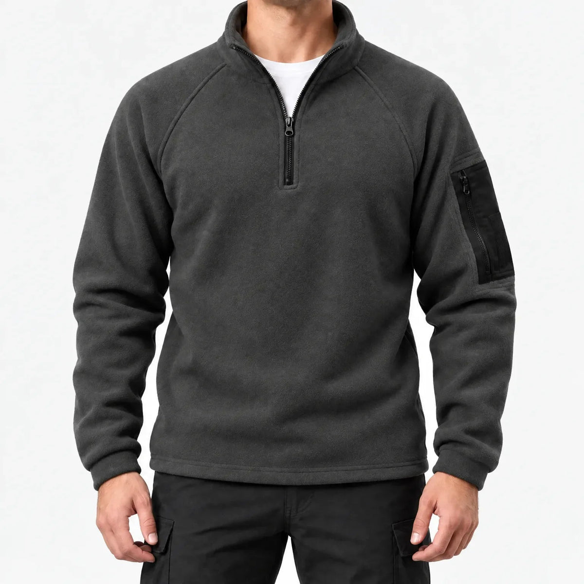 Fleecepullover Herren in Anthrazit – Produktfoto