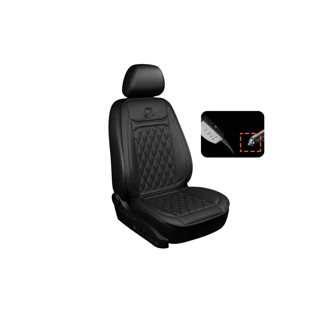 Beheizbare Sitzauflage Auto schwarz für den Fahrersitz mit 12-V-Stecker