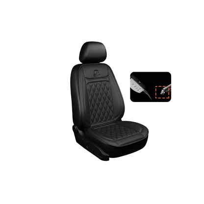 Beheizbare Sitzauflage Auto schwarz für den Fahrersitz mit 12-V-Stecker