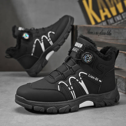 Schwarze Winterschuhe Herren mit Plüschfutter und Drehverschluss