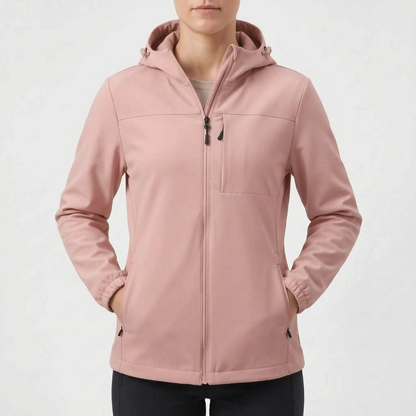 Gefütterte Softshelljacke für Damen in Rosa mit Kapuze