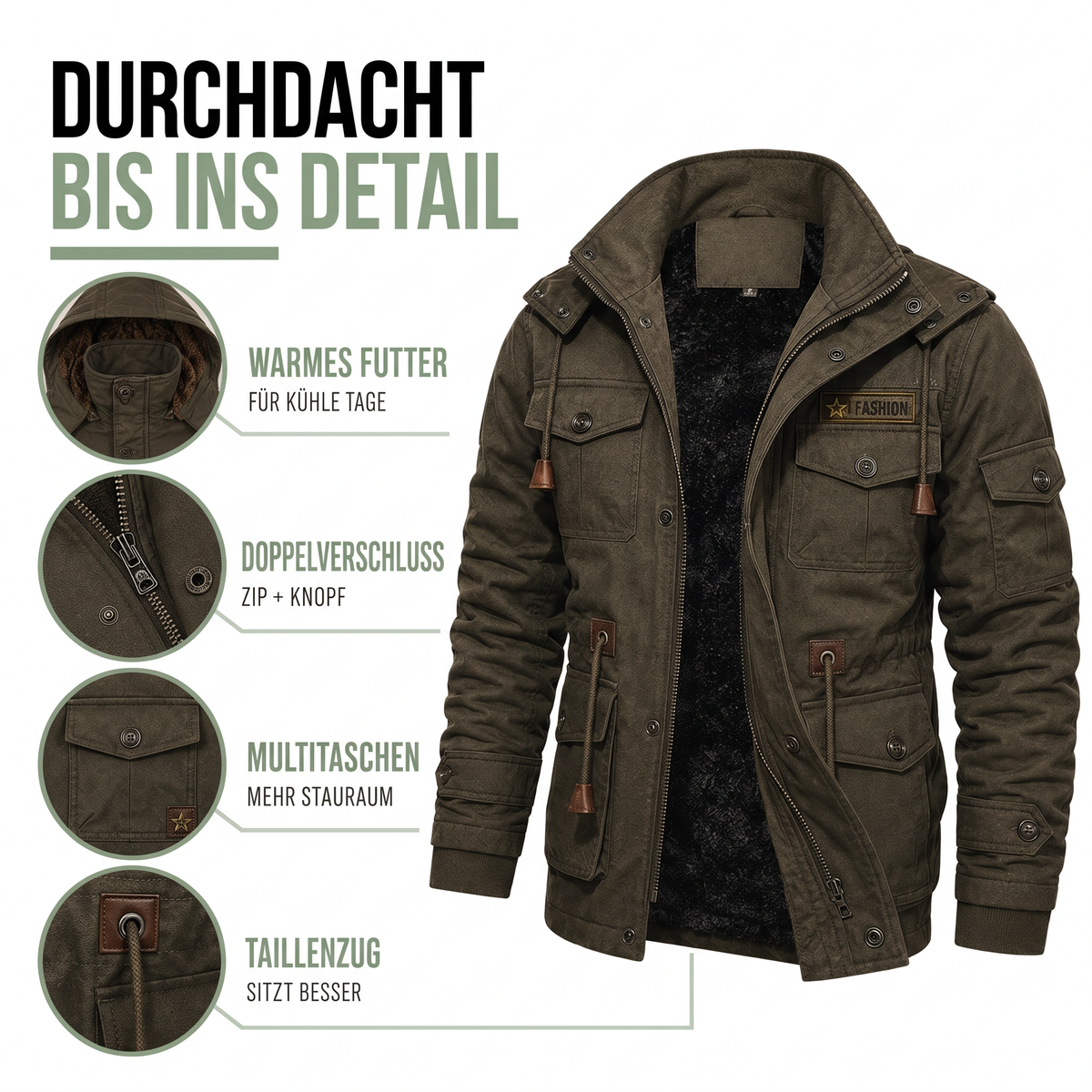 Übergangsjacke Herren - Wasserdicht & Winddicht - Multitaschen