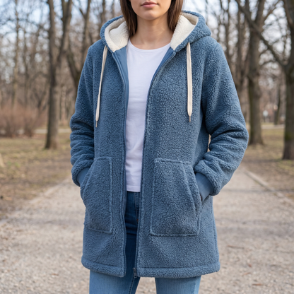 Damen Fleecejacke mit Kapuze & Taschen – CozyWarm Birgitta