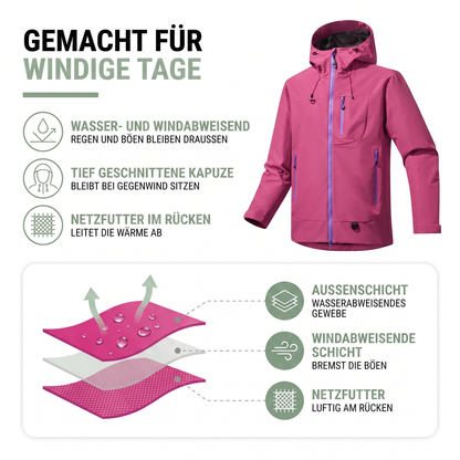 Regenjacke Damen mit Kapuze - Wasserabweisend - Netzfutter