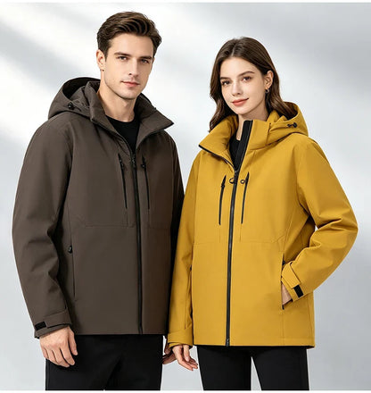 Windbreaker Jacke für Damen und Herren in Braun und Senfgelb