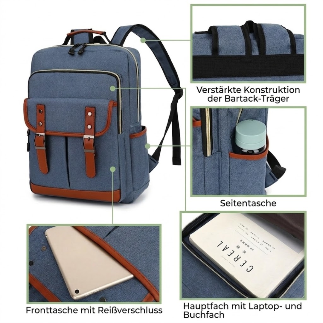 Schulrucksack für Jugendliche Maximilian - mit USB-Anschluss - Vintage