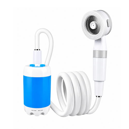 Tragbare Campingdusche mit 5000-mAh-Pumpe – Wiederaufladbar – Komplettset