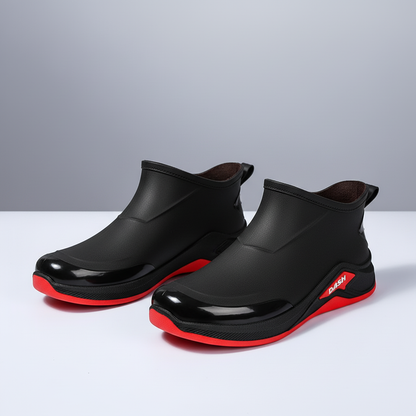 Gummistiefel Herren kurz in Schwarz-Rot – Produktfoto