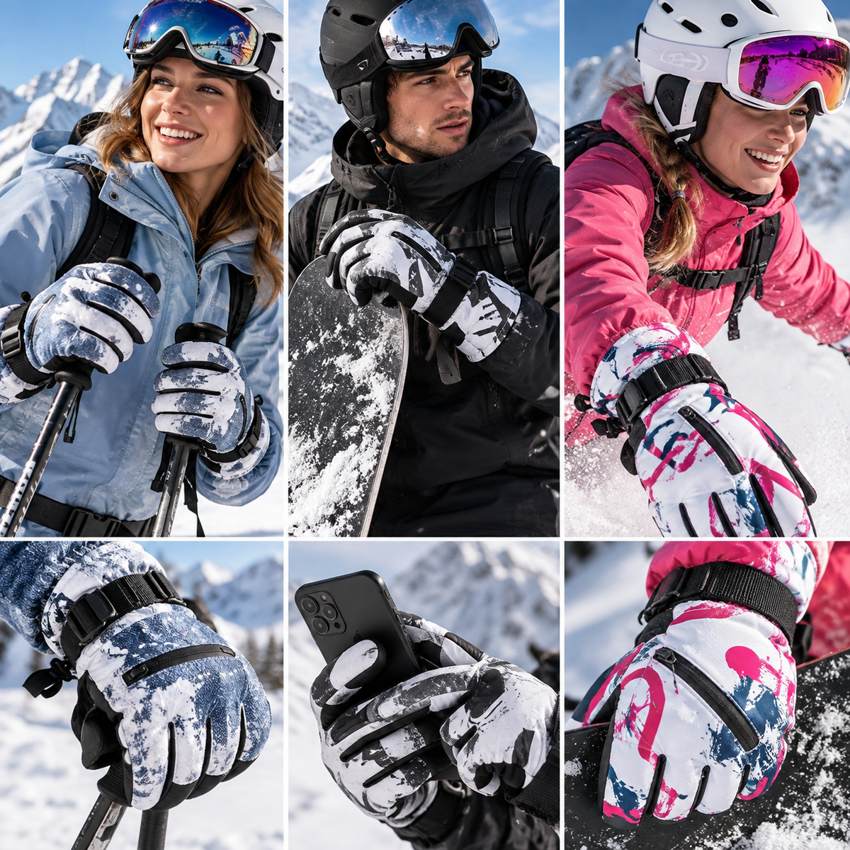 Skihandschuhe in allen Farben beim Skifahren und Snowboarden