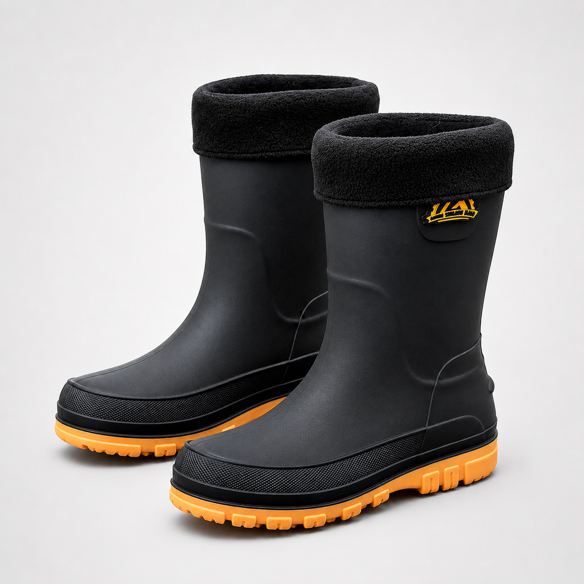 Gummistiefel Herren gefüttert in Schwarz-Gelb – Produktfoto