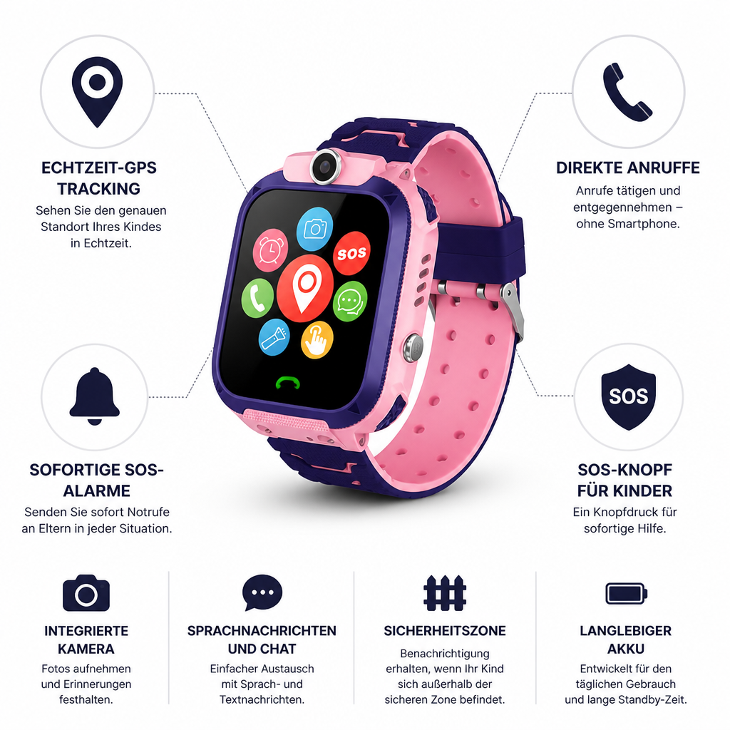 Smartwatch Kinder mit GPS - SOS-Knopf & Anruffunktion - Kamera – 8