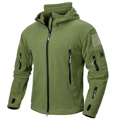 Taktische Fleecejacke für Herren in Oliv mit Ärmeltaschen und Klettflächen