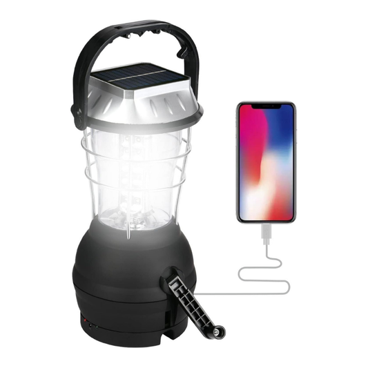 Tragbare Campinglampe – LED – Solarenergie & Handkurbel