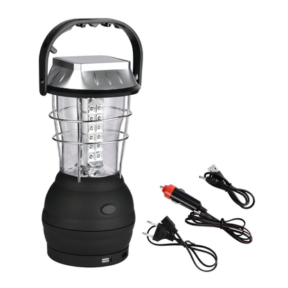 Tragbare Campinglampe – LED – Solarenergie & Handkurbel
