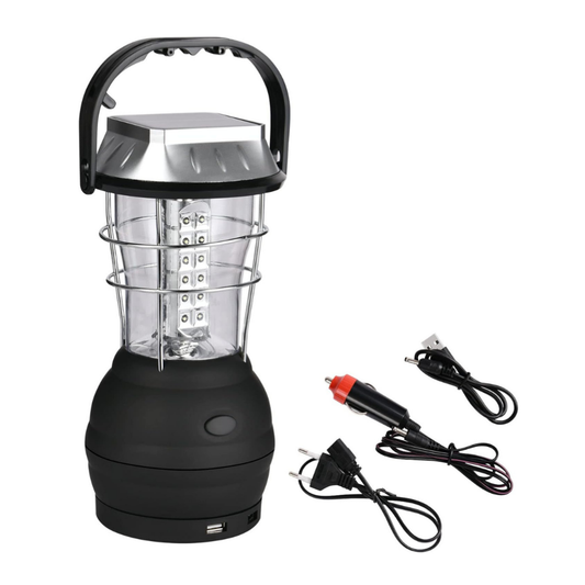 Tragbare Campinglampe – LED – Solarenergie & Handkurbel