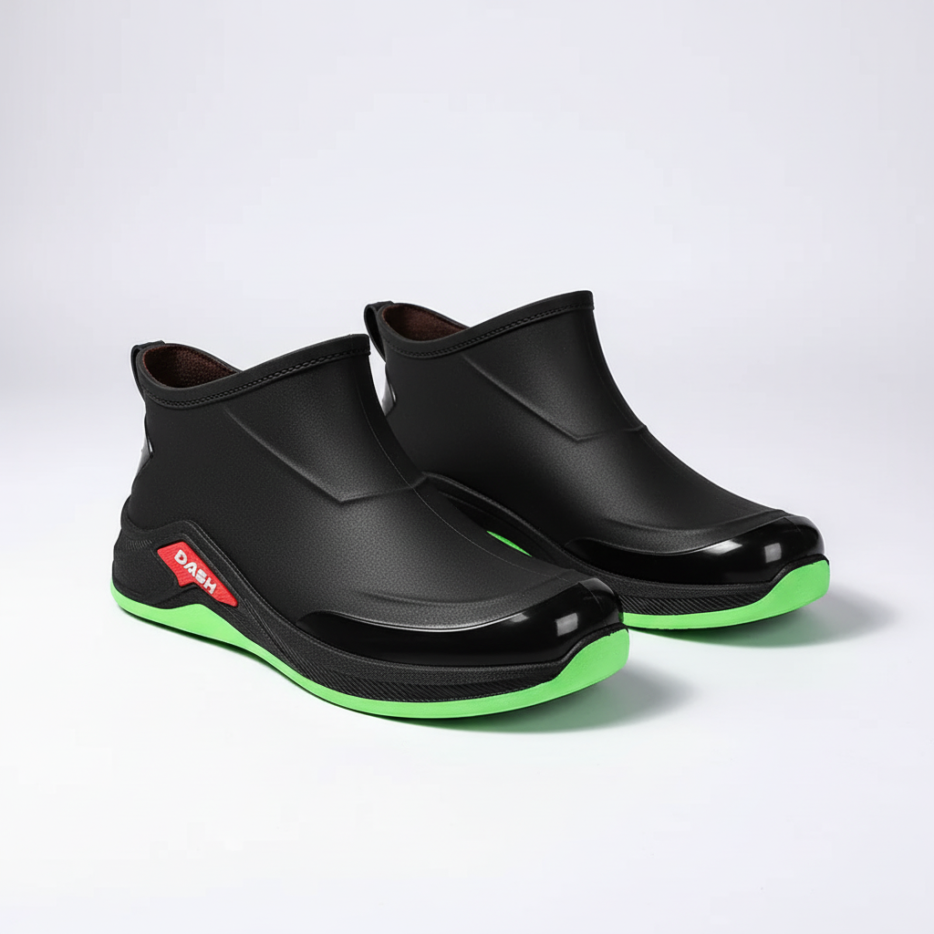Gummistiefel Herren kurz in Schwarz-Grün – Produktfoto