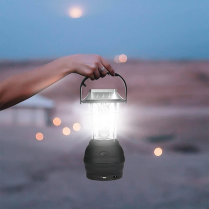 Tragbare Campinglampe – LED – Solarenergie & Handkurbel