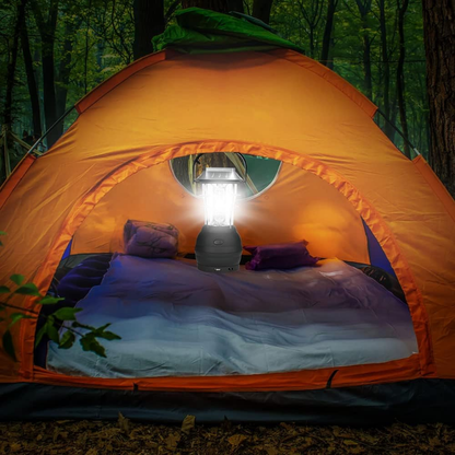 Tragbare Campinglampe – LED – Solarenergie & Handkurbel