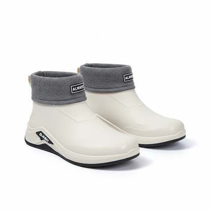 Gummistiefel Herren kurz in Beige gefüttert mit Strickbund – Produktfoto