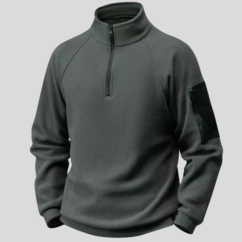 Fleecepullover Herren in Grau – Raglanärmel und Ärmeltasche