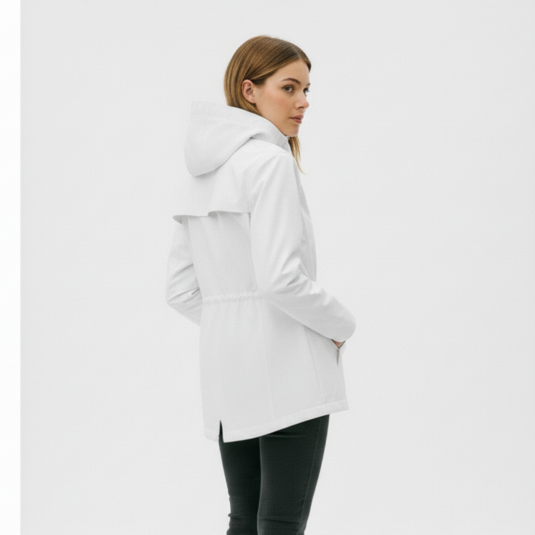 Regenmantel Damen Leicht - Lange Übergangsjacke mit Kapuze