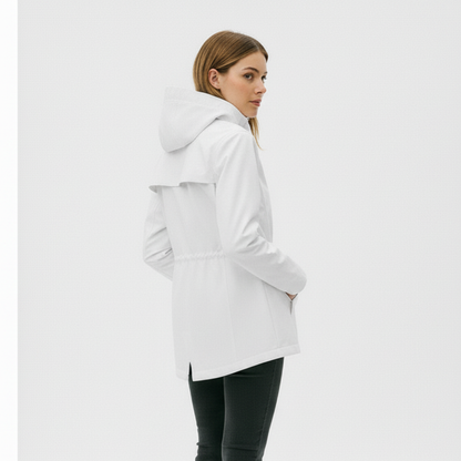 Regenmantel Damen Leicht - Lange Übergangsjacke mit Kapuze