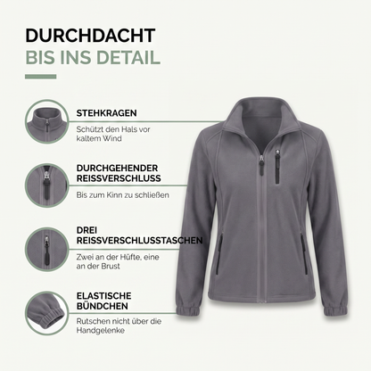Fleecejacke Damen - Stehkragen - 3 Reißverschlusstaschen