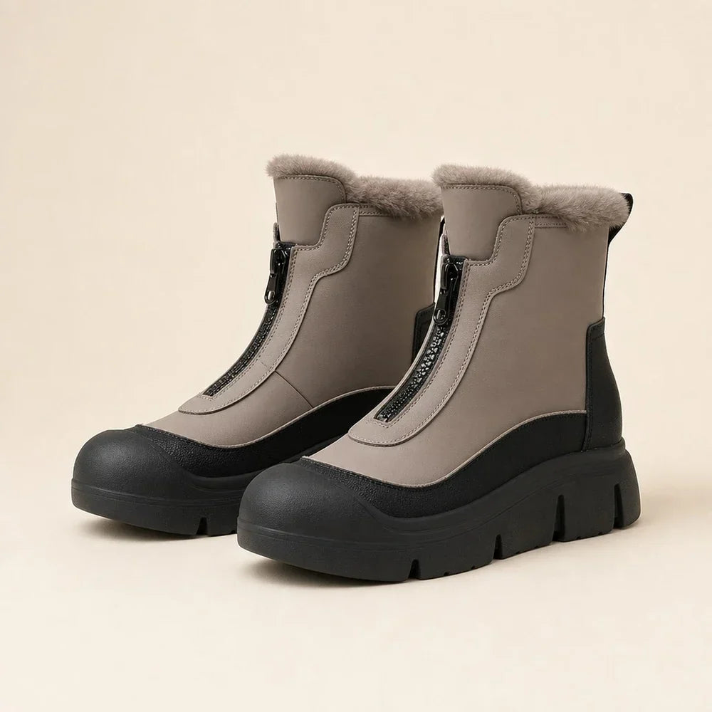 Winterstiefel Damen Gefüttert - Reißverschluss vorne - Profilsohle – 1