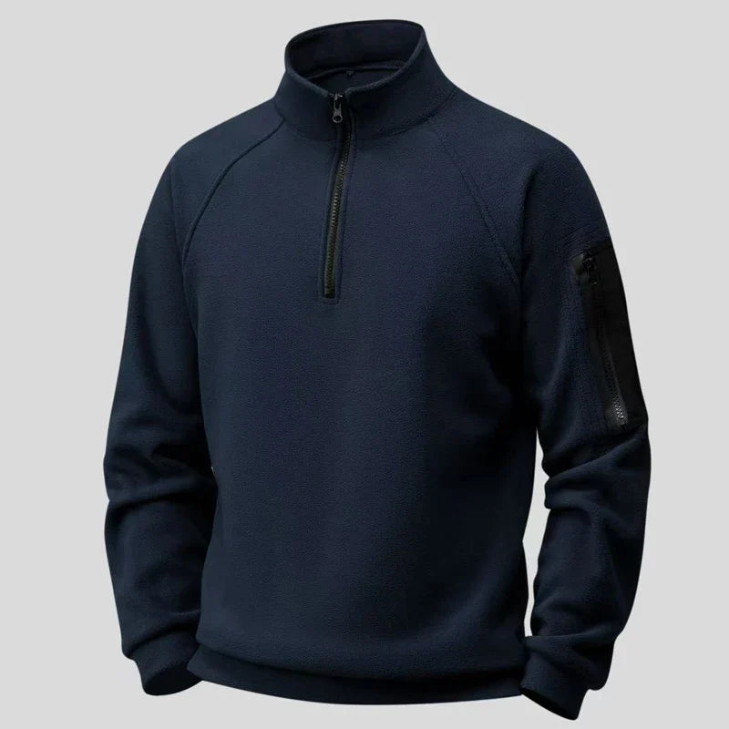 Fleecepullover Herren in Marineblau – Ansicht von vorne
