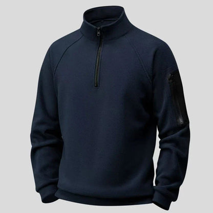 Fleecepullover Herren in Marineblau – Ansicht von vorne
