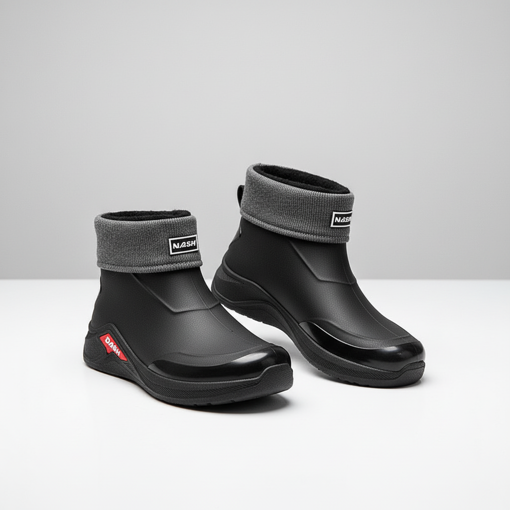 Gummistiefel Herren kurz in Schwarz gefüttert mit Strickbund – Produktfoto
