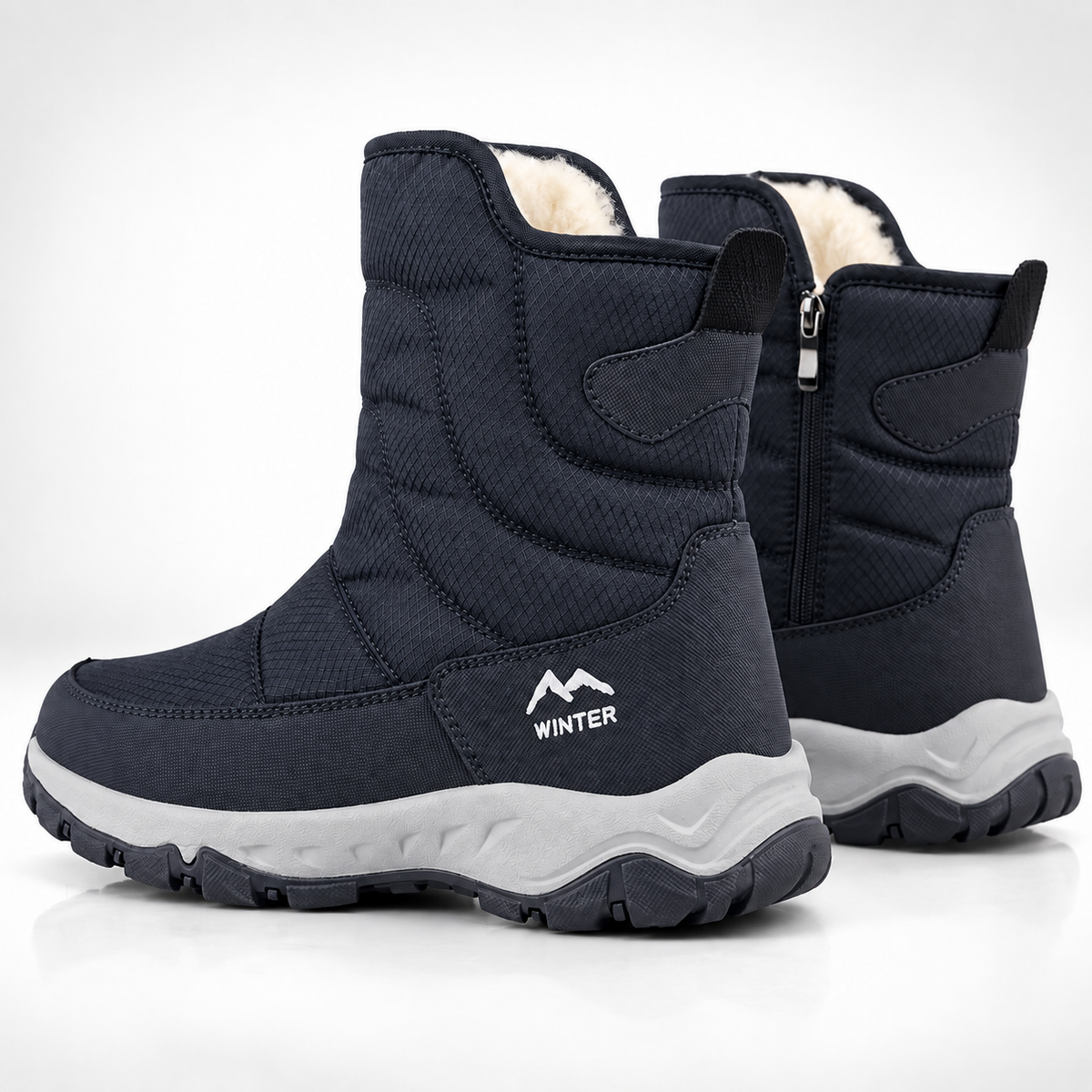 Winterstiefel Herren in Dunkelblau mit seitlichem Reißverschluss