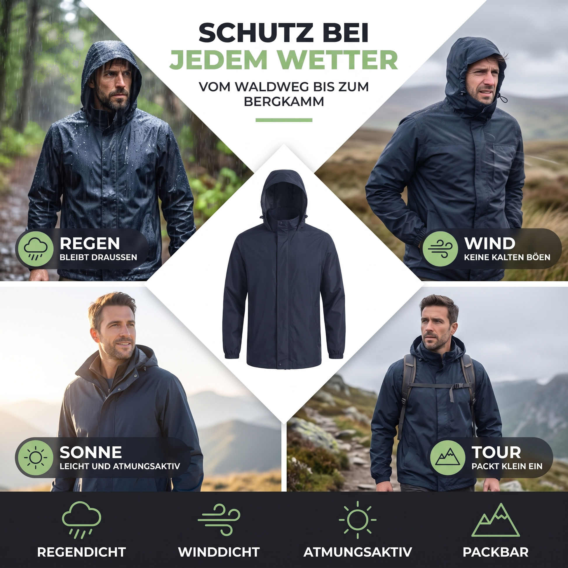 Regenjacke Herren Wasserdicht - Schutz bei jedem Wetter