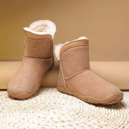 Winter Barfußschuhe Paar in Kastanienbraun mit weichem Fleecefutter