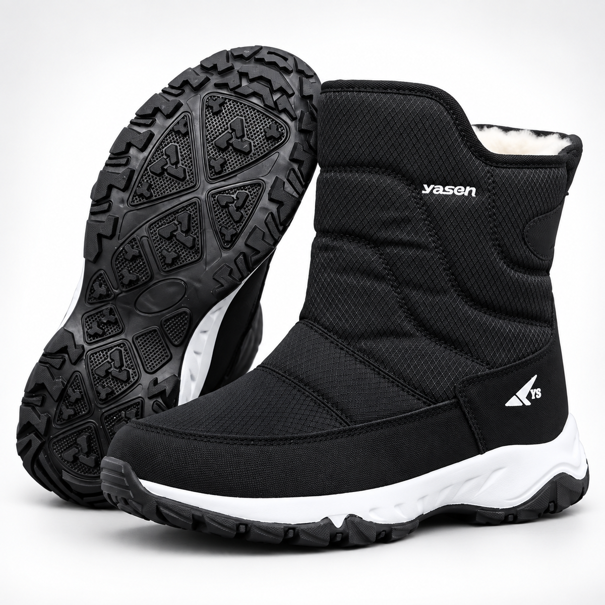 Winterstiefel Herren in Schwarz mit Profilsohle