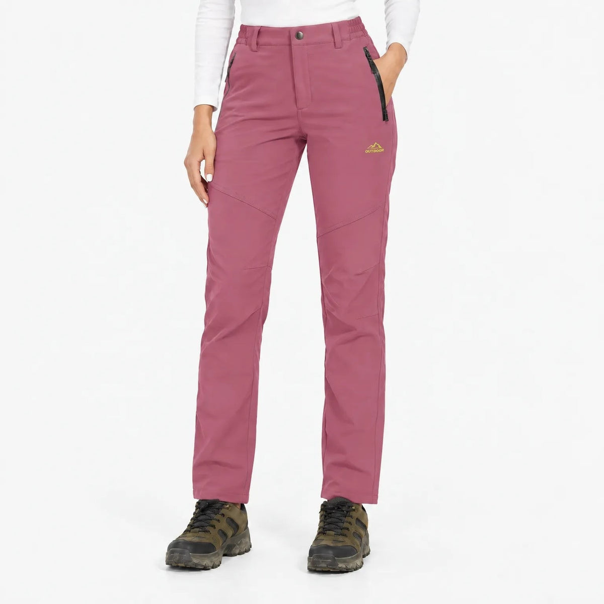 Thermohose Damen Gefüttert in Grau-Rosa