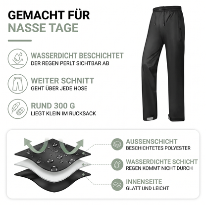 Regenhose zum Überziehen - wasserdicht - mit Reflexstreifen
