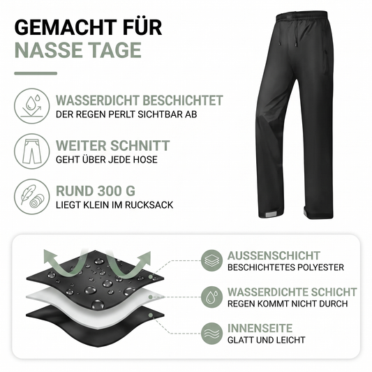 Regenhose zum Überziehen - wasserdicht - mit Reflexstreifen