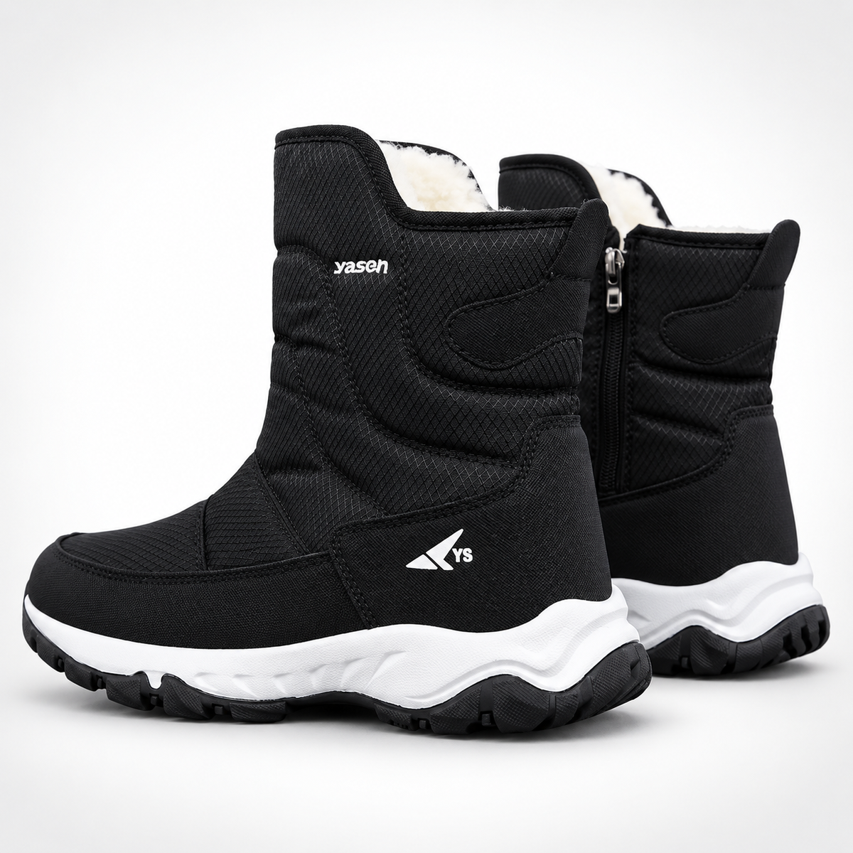 Winterstiefel Herren in Schwarz als Paar mit Reißverschluss