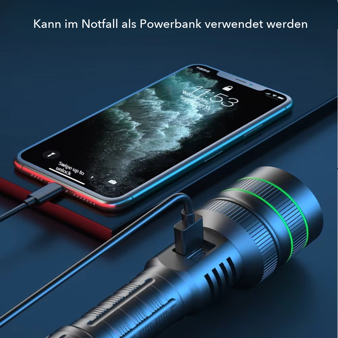 LED Taschenlampe - Zoombar bis 3 km - Extrem Hell