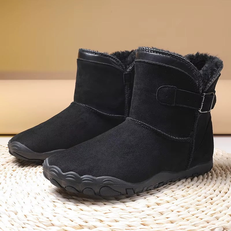 Winter Barfußschuhe Paar in Schwarz mit seitlichem Reißverschluss