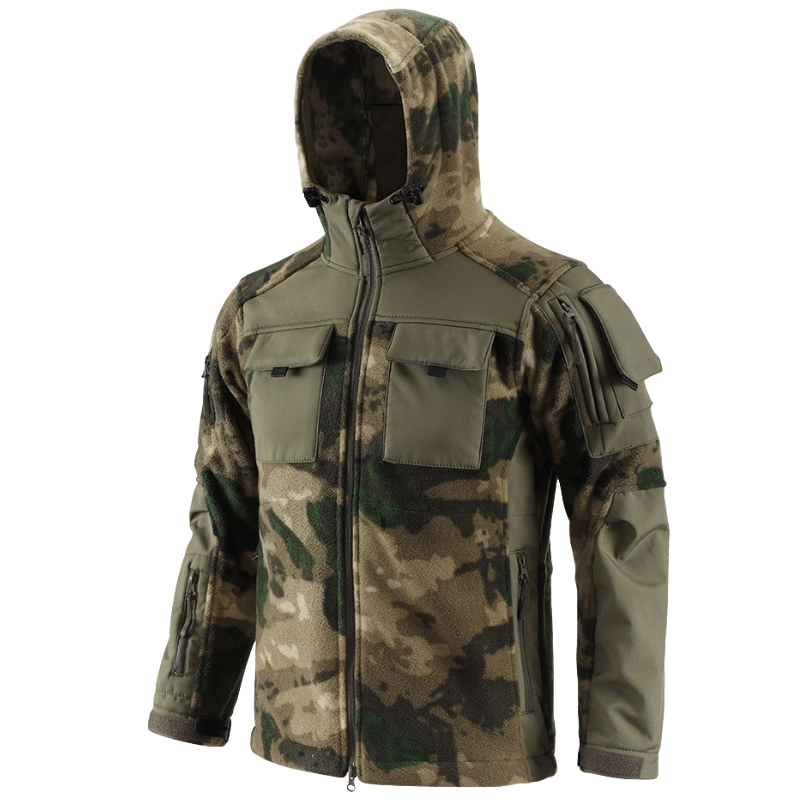 Fleecejacke Herren - Taktisch mit Kapuze - Camouflage & Uni