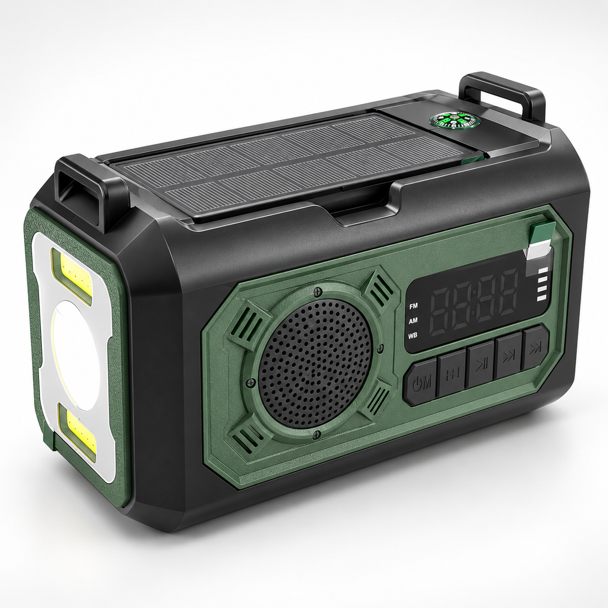 Kurbelradio Solarpanel und Kompass auf der Oberseite