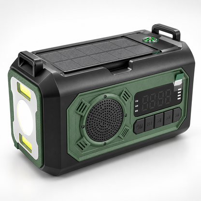 Kurbelradio Solarpanel und Kompass auf der Oberseite
