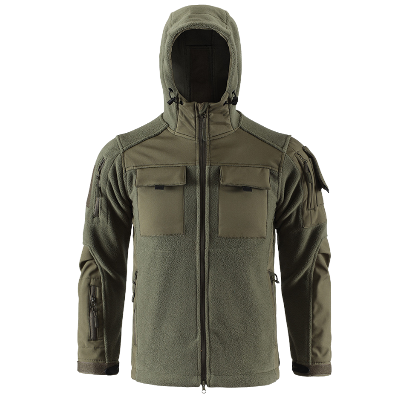 Fleecejacke Herren - Taktisch mit Kapuze - Camouflage & Uni